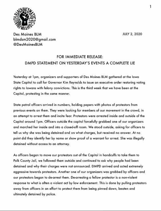 Black Lives Matter Defend Actions at State Capitol as ‘De-Arresting’ Black Lives Matter Defend Actions at State Capitol as ‘De-Arresting’