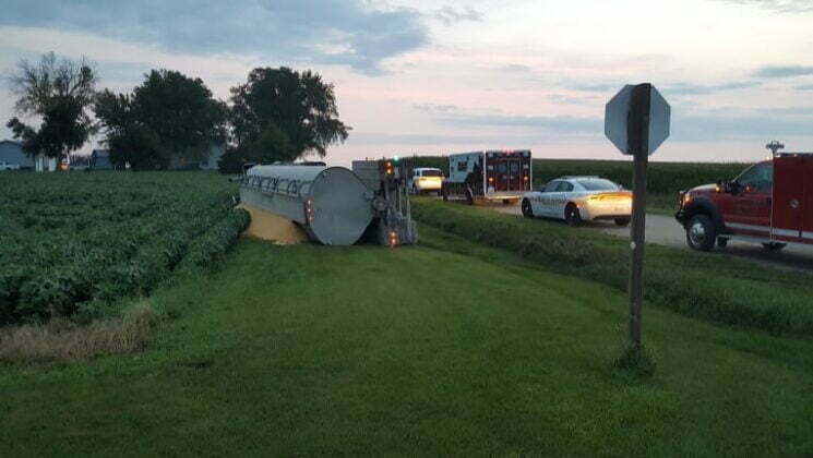 Grain hauler overturns off Iowa Highway 44 Thursday at dawn Grain hauler overturns off Iowa Highway 44 Thursday at dawn