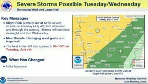 Weather Service Updates Possibility of Strong Storms