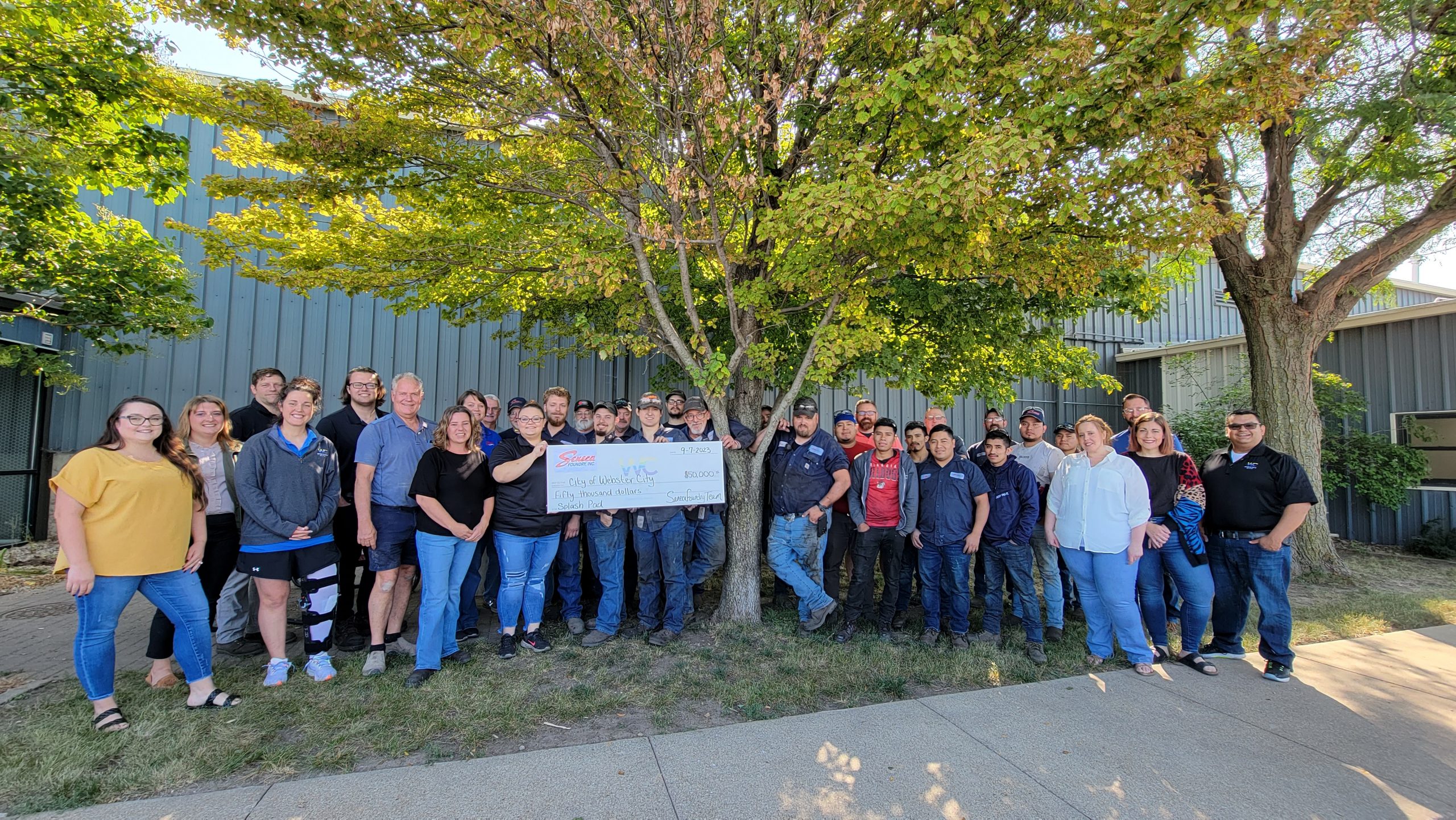 Seneca Foundry makes a splash in Webster City by donating towards the Splash Pad Project at East Twin Park