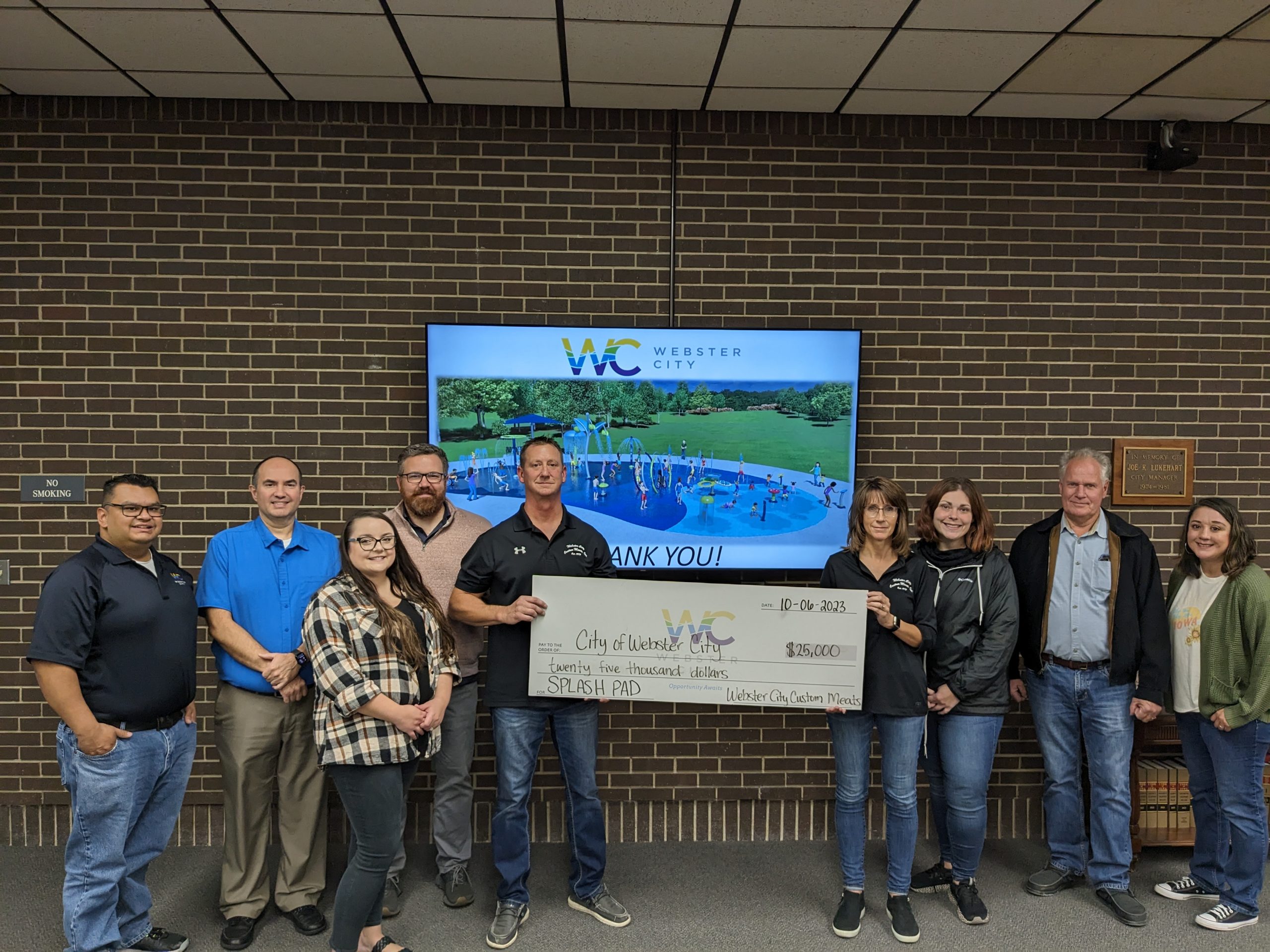 Webster City Custom Meats Makes a Splash in Webster City by Donating Towards the Splash Pad Project at East Twin Park Webster City Custom Meats Makes a Splash in Webster City by Donating Towards the Splash Pad Project at East Twin Park