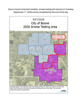 WHKS and Boone Public Works to Continue Smoke Testing Tuesday 2 WHKS and Boone Public Works to Continue Smoke Testing Tuesday 2