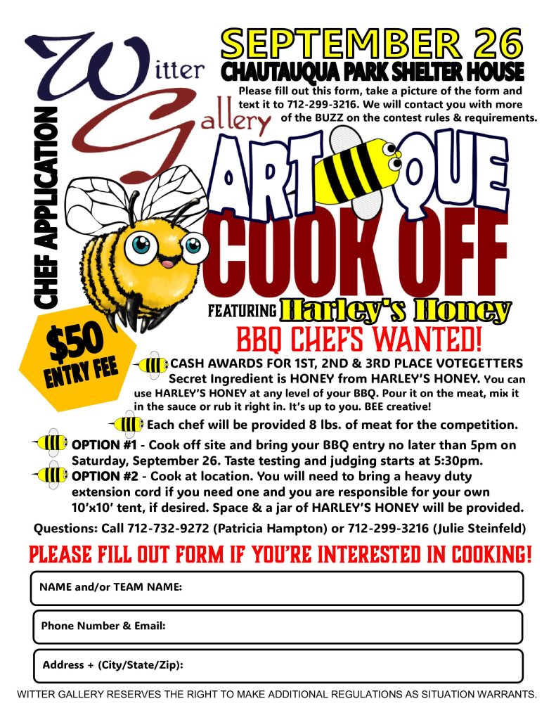 Witter Gallery Makes Final Call for Art‑Bee‑Que Cooks 1 Witter Gallery Makes Final Call for Art‑Bee‑Que Cooks 1