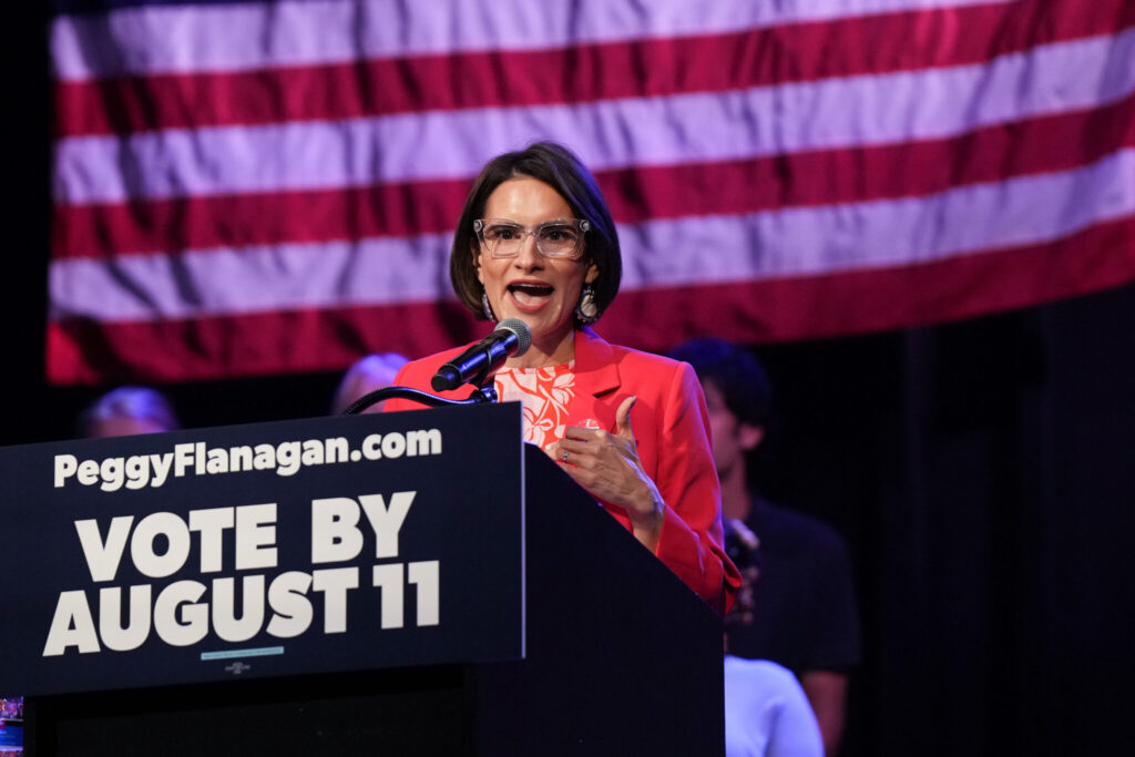 No major gains projected for count of women in Congress after midterms 1 Minnesota Lt. Gov. Peggy Flanagan, a Democratic candidate for U.S. Senate, at a July 2026 rally in Minneapolis. Flanagan and former U.S. Rep. Mary Peltola, an Alaska Democrat, could become the first Native American or Alaska Native women elected to the Senate. (Photo by Glen Stubbe/Minnesota Reformer)